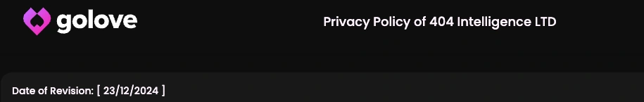 Screenshot of official GoLove public documentation